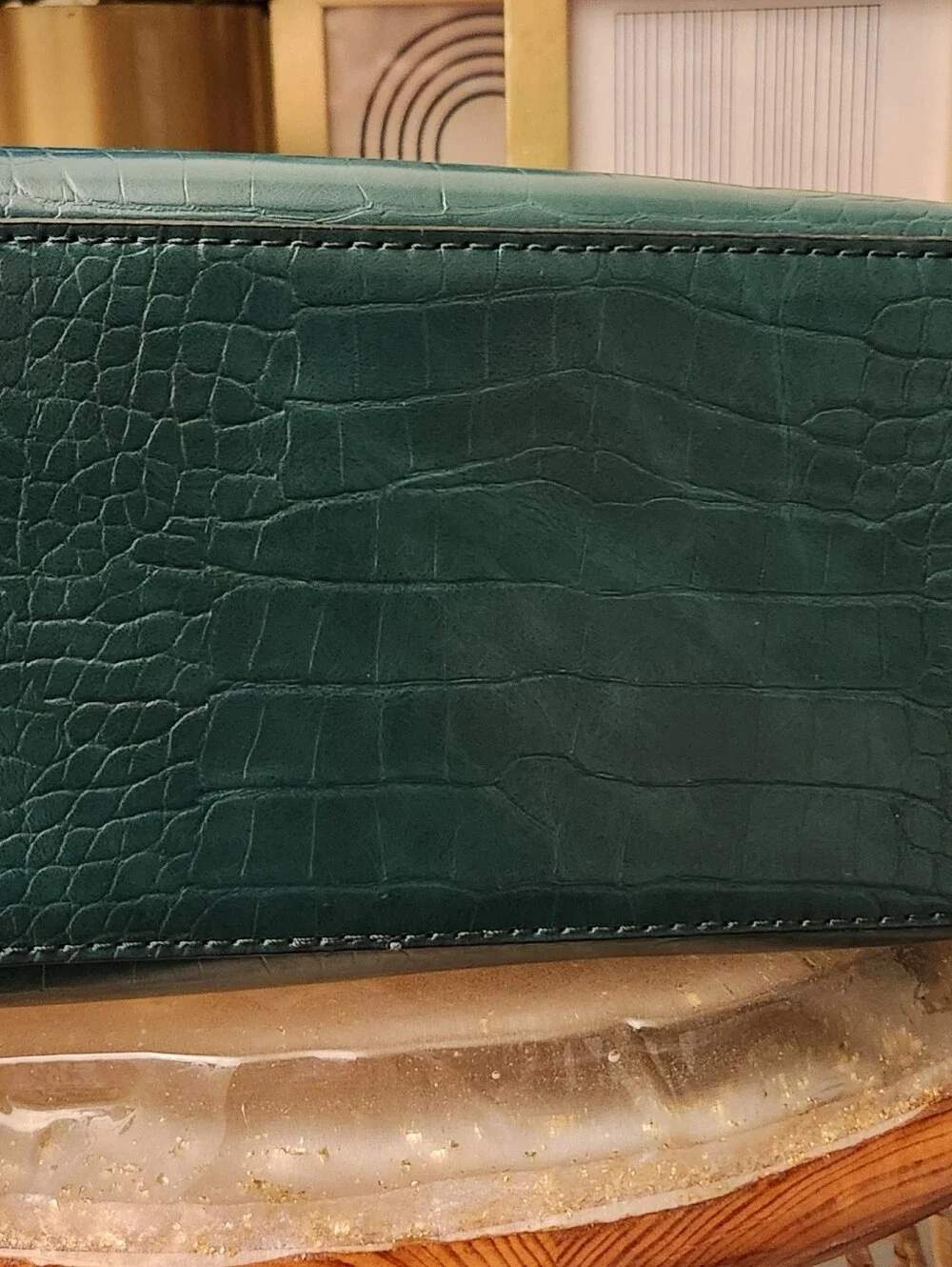 ALDO Emerald Green Croc-Embossed Satchel with Top Handles